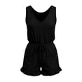 thumbnail image 2 of Elvqul Sleeveless Rompers for Women One Piece Pull On Shorts with Pocekts Summer Elastic Waist Wide Leg Womens Outfit Solid Color, 2 of 6