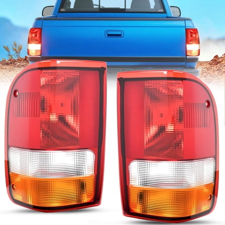 Nilight Taillight Assembly Compatible with 1993 1994 1995 1996 1997 Ford Ranger Red Clear Tail Light OE Style Rear Lamp Replacement Driver and Passenger Side
