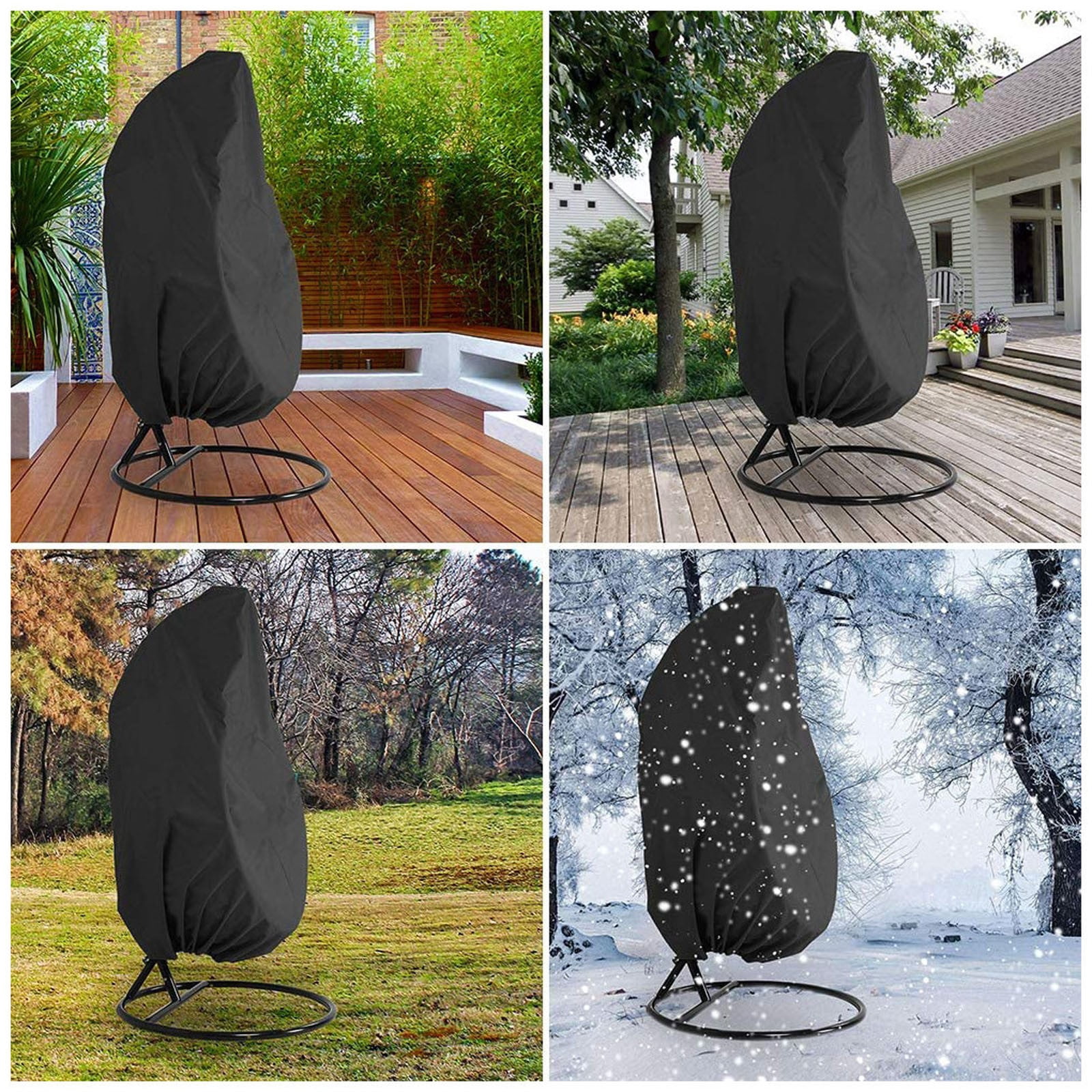 Hanging Chair Cover Outdoor Furniture Protector Oxford Fabric Rain Snow Sun Shield for Patio Garden Balcony Rocking Swing Chair with Drawstring Easy Install