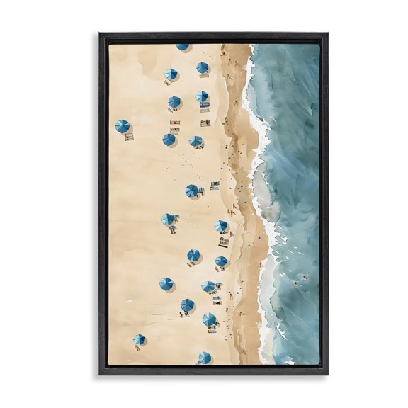 Stupell Industries Contemporary Beach Club Vacation Black Floating Frame Canvas Art, 17 x 25, by LSR Design Studio