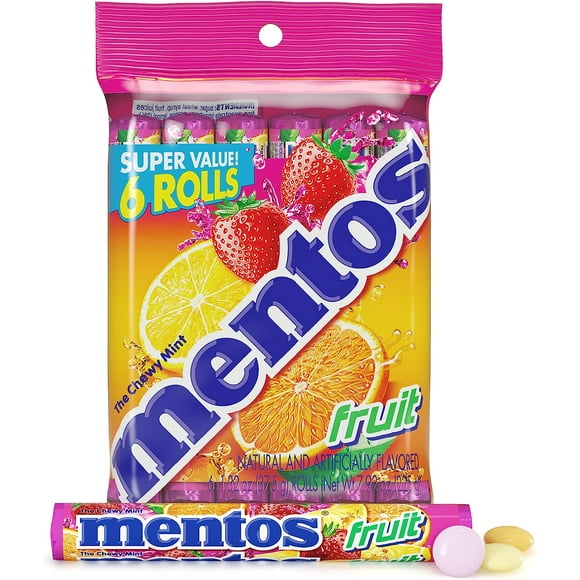 Mentos Rolls, Fruit, 8 oz Rolls, 6 Count
