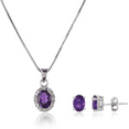 thumbnail image 3 of Femme Jam 925 Sterling Silver Natural Amethyst Gemstone Oval Jewelry Set for Women, 3 of 12