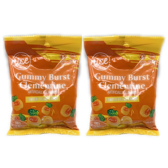 Gluten Free Gummy Burst Clementine Center Filled Candy, Artificially Flavored, Nice 3.53oz, Pack of 2
