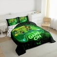 thumbnail image 3 of Homewish Gradient Green Gamepads Boy 3-Piece Full Size Comforter Sets,Video Game Bedding Comforter Set,Geometric Honeycomb Lightweight Bedding Sets,Breathable Home Decor,Reversible, 3 of 8