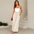 thumbnail image 5 of Minjewel Palazzo Pants for Women Bohemian Culottes - Elastic Waist Polka Dot Print Long Length, Wide Leg Pants for Women Casual Everyday Bottoms, Pants for Women for Summer,Beige S, 5 of 5