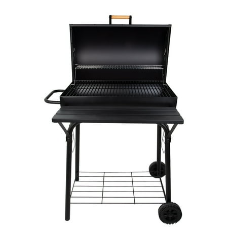 Uten Portable Barrel Charcoal BBQ Grill with Front Shelf  Carbon Steel Outdoor Barbecue Smoker