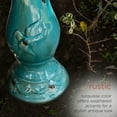 thumbnail image 3 of Alpine Corporation 25" Tall Outdoor Ceramic Antique Pedestal Birdbath with 2 Bird Figurines, Turquoise, 3 of 12