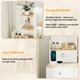 thumbnail image 6 of Alvantor Vanity Desk with Tri-Fold Mirror and LED Lights, Makeup Table for Adults with USB Ports and Drawers, White, 6 of 8