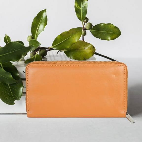 Leatherboss Leather Clutch Will All Around Debit Credit Card holder Zipper Wallet, Mother's Day Special