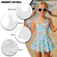 thumbnail image 6 of Xoenoiee Easter Egg Tulip Butterfly Print Girls One Piece Swimsuits Sleeveless Swim Dress for Girls Hawaiian Skirted Bathing Suit Summer Swimwear, Size 5-6 Years, 6 of 7