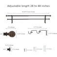 thumbnail image 3 of eTeckram 5/8" Double Curtain Rod with Boule Finials,Bronze Gold,28‘’-48‘’, 3 of 6