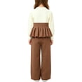 thumbnail image 7 of ITSAME Girls 2-Piece Long Sleeve Peplum Top and Pants Set Fall Winter Casual Knit Clothing Outfit Khaki Size 1T, 7 of 7