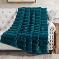 thumbnail image 3 of Home Soft Things Tread Pattern Faux Fur Throw Blanket with Micromink Back, Luxury Soft Cozy Plush Fluffy Fuzzy Reversible Thick Warm Throw Blanket, 50x60 inches, Teal, 3 of 11