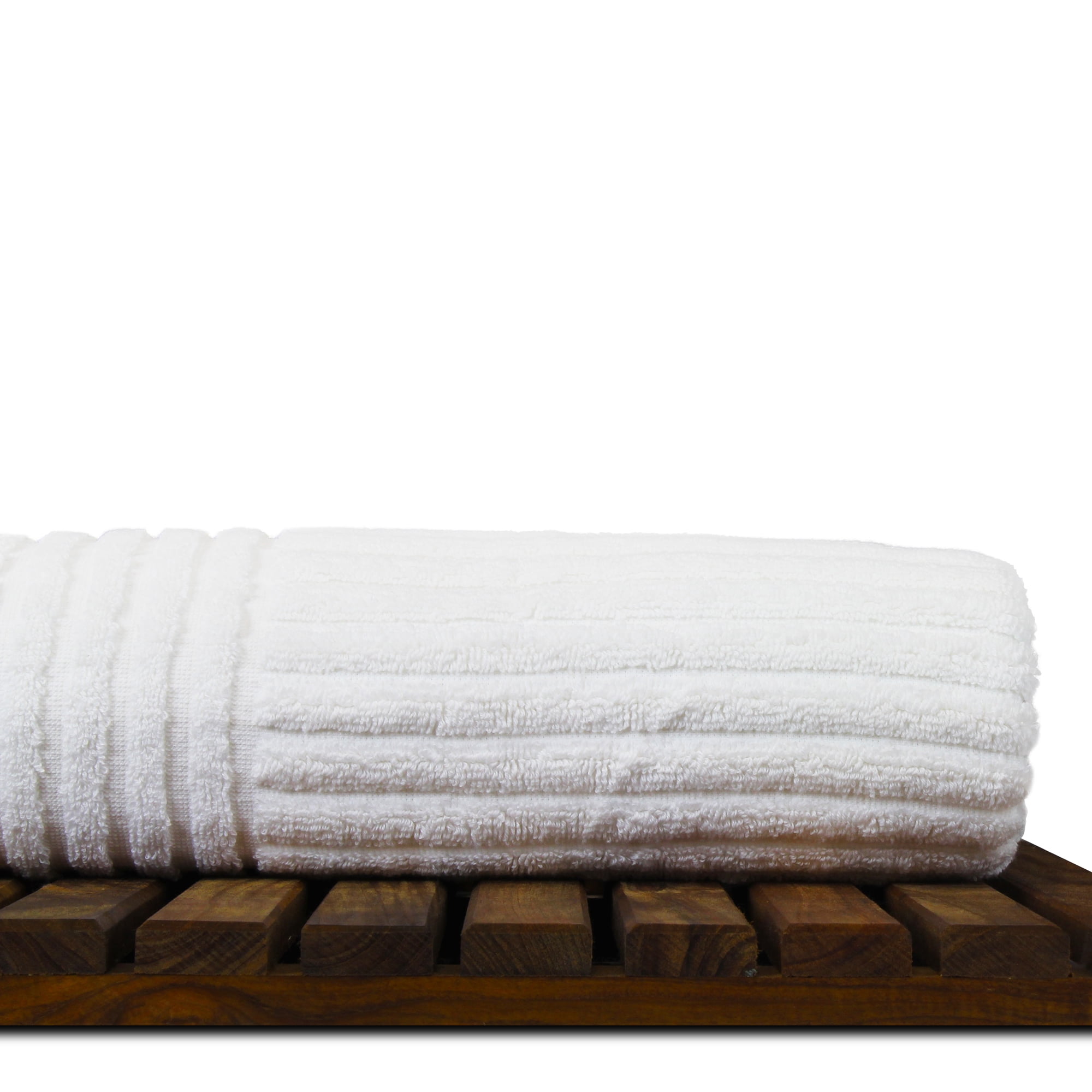 Luxury Hotel & Spa Towel 100% Genuine Turkish Cotton Bath Towels - White - Striped - Set of 4