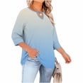 thumbnail image 4 of LEKWK Plus Size 3/4 Sleeve Tops for Women Regular Fit Keyhole Neck 3/4 Sleeve Tops Regular Fit Gradient Ombre Casual Tops Casual Tunic Length office Work Outfits, 4 of 7