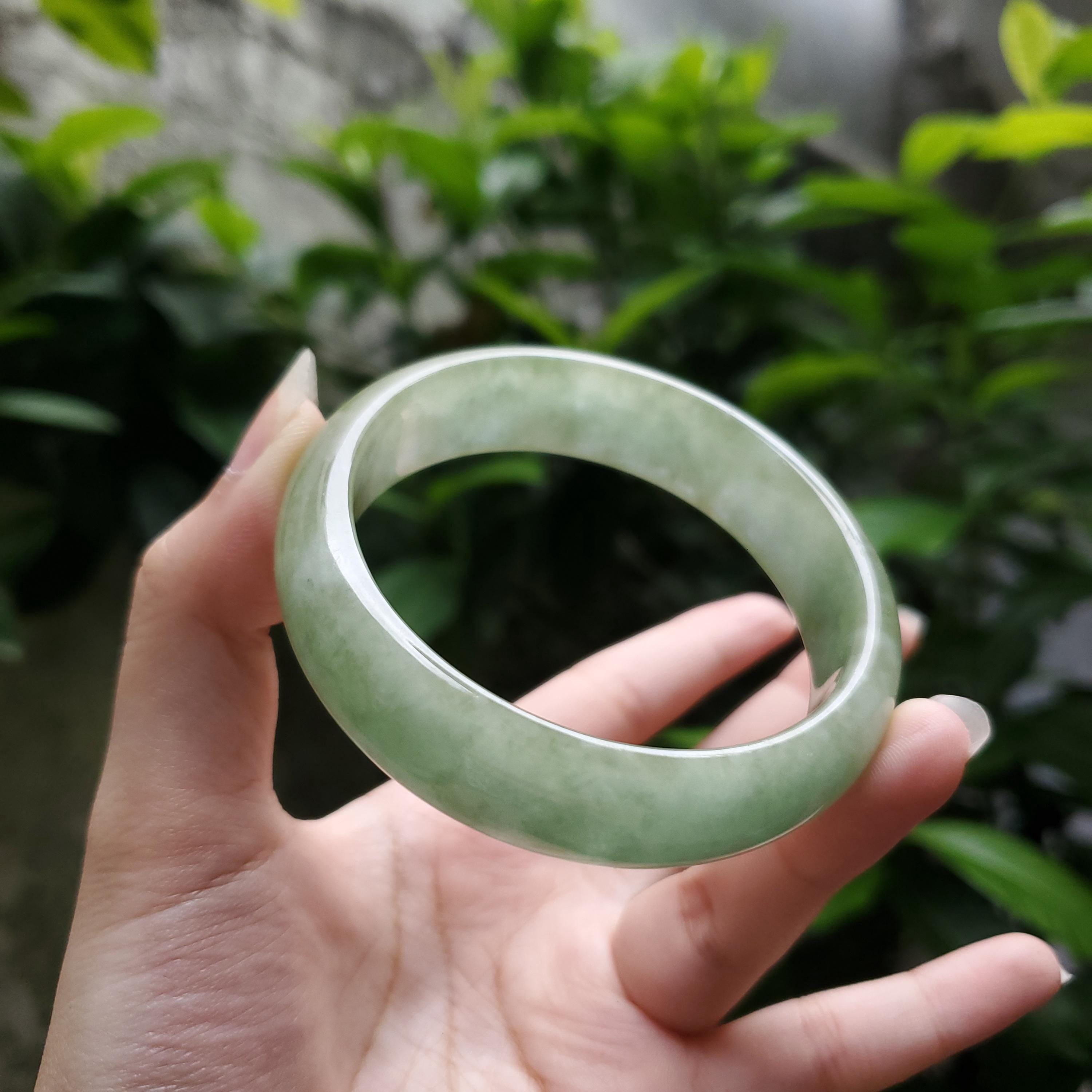 Jade Bangle 48-60mm up | Yingmart Olive Green Jade Jadeite Bracelet for Men, Women, Grandmother, Sister – Vintage Elegance (50-52mm)