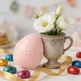 thumbnail image 4 of Easter Pink Top Flower Ceramic Egg Ornament - Hand-Painted Ceramic Statue, Cute Spring Holiday Tabletop Decor, Festive Easter Egg Figurine for Home Living Room & Easter Celebrations, Pink, 1pc, 4 of 9