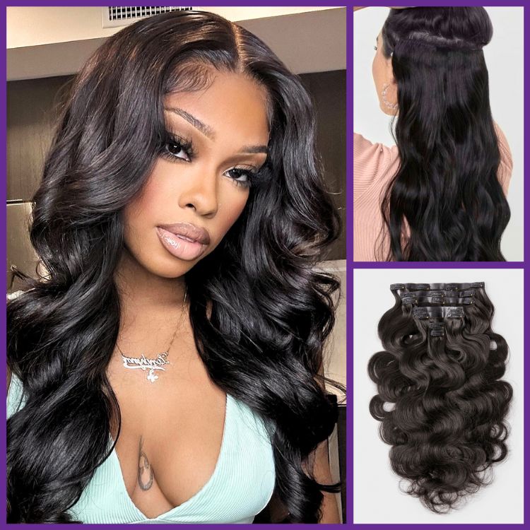 LUVME Straight / Body Wave / Kinky Curly / Yaki Straight / Kinky Straight / Messy Curly Clip in Hair Extensions Real Human Hair Pieces 135g 9pcs / 7pcs with Free Gift