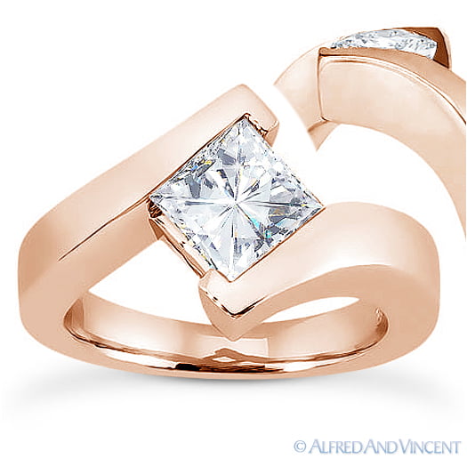 Square Cut Forever ONE D-E-F Moissanite 14k Rose Gold Solitaire Engagement Ring