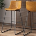 thumbnail image 4 of GIKPAL Bar Stools 26" Faux Leather Counter Height Barstools with Back Set of 2, Modern Counter Stools with Metal Legs and Footrest, Armless Chairs with Back for Kitchen Living Room Pub, Whiskey Brown, 4 of 8