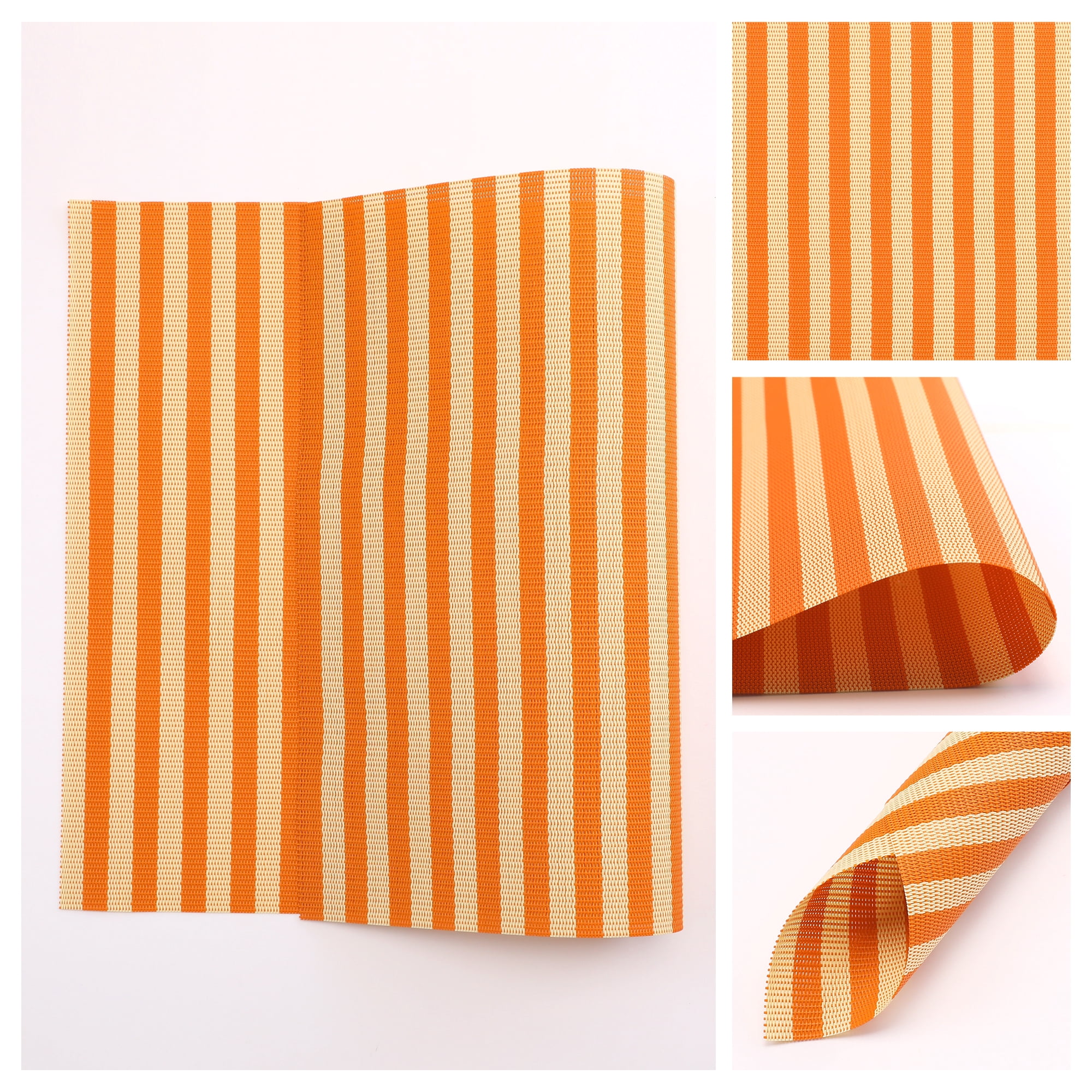 Unique Bargains Set of 6 Woven Placemats Washable Kitchen Mat Yellow