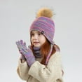 thumbnail image 6 of PuSpu 4-10 Years Old Boys And Girls Winter Outdoor Plus Velvet Warm Girls and Boys's Ear Protection Knitted Wool Hat Neck Glove Three-piece Set, 6 of 6