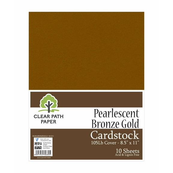 Pearlescent Bronze Gold Cardstock - 8.5 x 11 inch - 105Lb Cover - 10 Sheets - Clear Path Paper