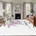 thumbnail image 2 of Bird Flowers Large Area Rugs for Bedroom Living Room, Non Slip Carpet Bedside Rug, Purple Lavender Pastoral Pastel Watercolor Rectangular Floor Cover Kitchen Accent Rug 8'x10' for Dining Room/Office, 2 of 9