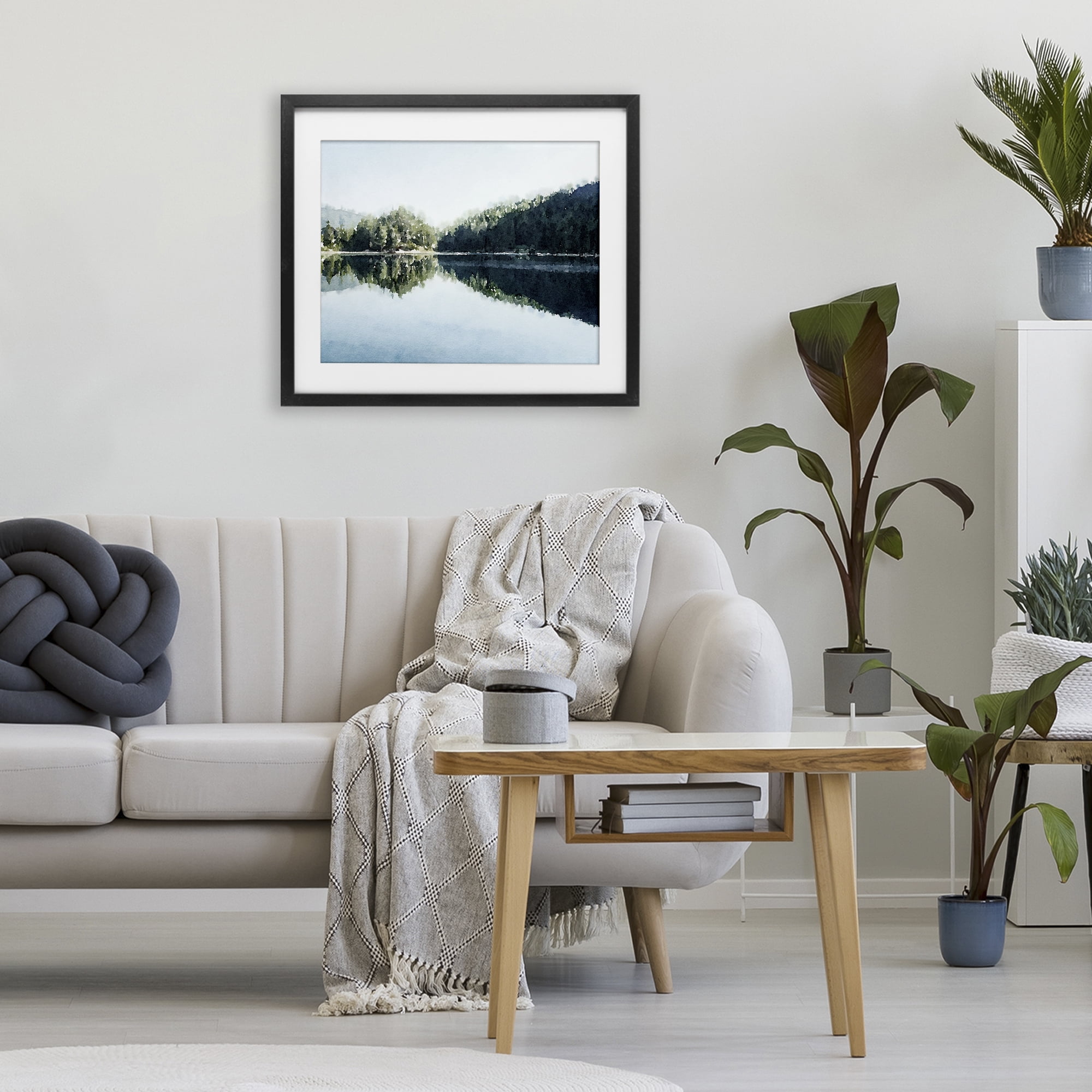 Stupell Industries Blue Lake Reflections Black Framed Print Under Glass, design by Kim Curinga
