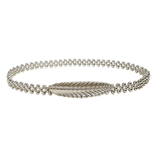 Cinturón de moda para mujer, cinturón elástico de cintura de talla grande, cinturones de 27 a 33 pulgadas para jeans Plata Yuyangstore cinturón de vestir