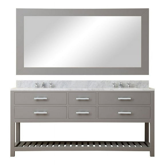 Water Creation Madalyn 72" Double Sink Wood Bathroom Vanity in Gray & White