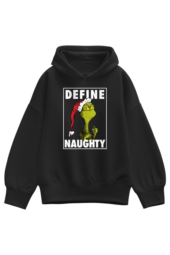 The Grinch - Define Naughty - Women's Oversized Fleece Hoodie Sweatshirt