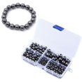 thumbnail image 4 of Cuentas sueltas de piedras preciosas de hematita negra, juego de caja de valor de cuentas Mala de piedra redonda no magnética, 300 Uds. Por caja para fabricación de joyas, 4 of 5