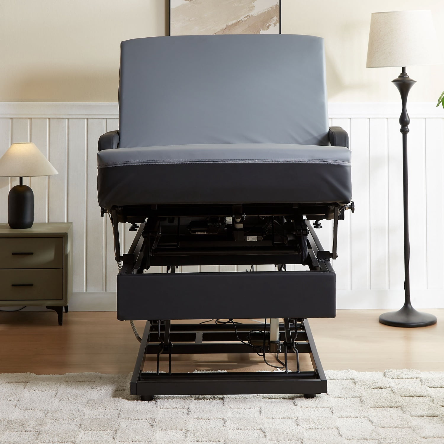 Montary Adjustable Twin Bed Frame with Remote, Sit-to-Stand, 27"H, w/Memory Foam Mattress, for Home Care
