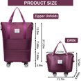 thumbnail image 3 of Wheeled Luggage Bag Travel Tote Bag with Trolley Sleeve Expandable Extra Duffel Bag Large Capacity Lightweight Traveling Foldable Suitcase 12.5*21.6/27.5'', 3 of 8