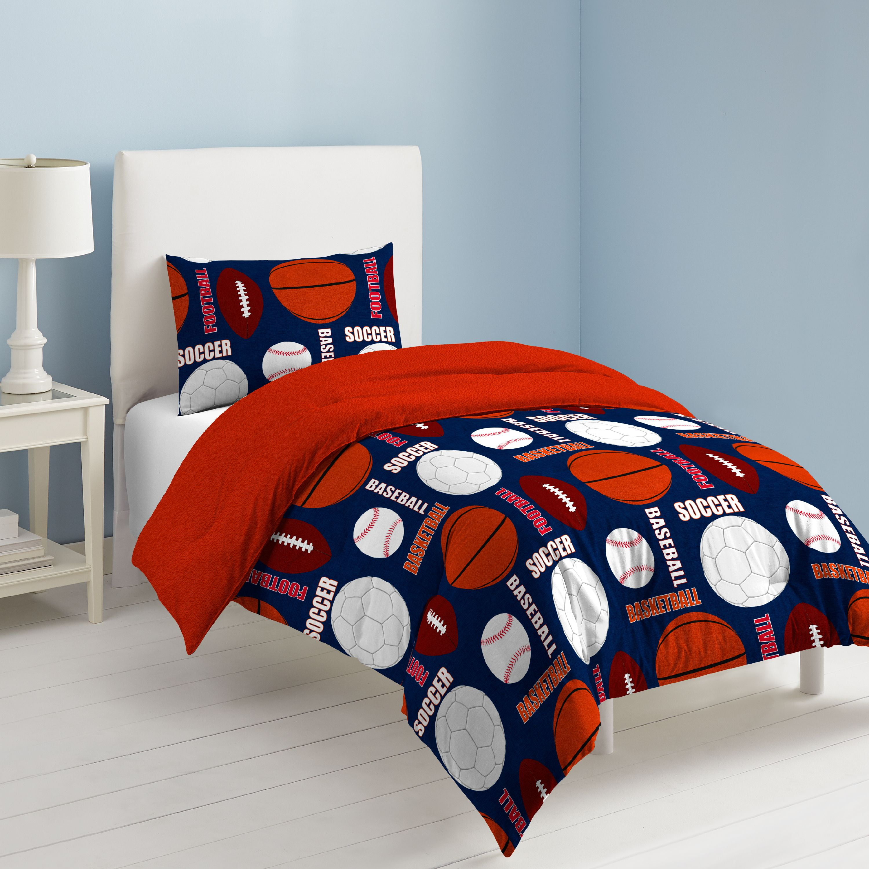 Dream Factory All Sports Full 7 Piece Comforter Set, Printed Pattern, Polyester, Microfiber, Navy
