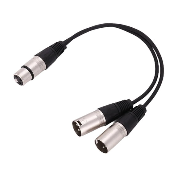 New 3pin XLR FEMALE jack to dual 2 MALE plug Y SPLITTER cable adaptor 1 ft cord