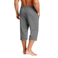 thumbnail image 5 of Nokdvo Men's Long Shorts Elastic Waist Drawstring Capri Shorts with Pockets Wide Leg Stretch Joggers Below Knee Breathable Loose Fit Athletic Casual Pant,Dark Gray M, 5 of 6