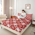 thumbnail image 4 of Manfei Retro Geometric King Sheet Set,Red White Western Floral,4-Piece, 4 of 7