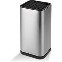 Universal Knife Block, Knife Holder without Knives, Stainless Steel Knife Storage Block for 3.5" to 8" Knives, with Slots for Scissors and Sharpening Rod,for Kitchen Counter