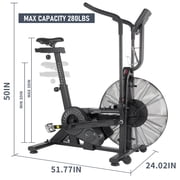 leikefitness Fan Exercise Bike Upright AirBike Indoor Cycling Stationary Bicycle with Unlimited Air Resistance System,Heart Rate Compatibility and Tablet Holder for Home Cardio Workout