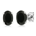 thumbnail image 2 of Gem Stone King 925 Sterling Silver Black Onyx Pendant Earrings Set for Women (2.10 Cttw, Oval 7X5MM, Gemstone December Birthstone, With 18 inch Chain), 2 of 5