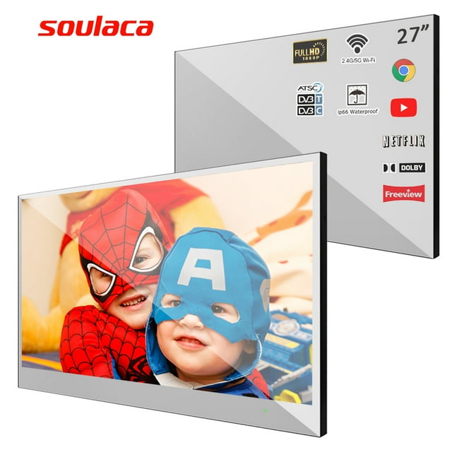 Soulaca 27 inches Smart Mirror Android Frameless Led Bathroom Waterproof TV WiFi Bluetooth New