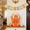 thumbnail image 5 of Qiopertar Easter Bunny Candy Bucket, Non Woven Easter Basket for Egg Hunts, Easter Decorations Bunny Tote Bag for Candy Storage Gift Basket Party Favors, Orange, 5 of 6