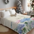 thumbnail image 3 of Flannel Fleece Throw Blankets Watercolors Blue Pink Embroidered Balloons Throws Blankets, Vintage Flowers Lightweight Soft Warm Blanket for Couch Sofa Bed Living Room All Season Use, 40x50in, 3 of 9