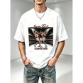 thumbnail image 3 of Men's Boxing Iron Fist Graphic T-Shirt Cotton White Short Sleeve Crewneck Oversized, 3 of 8