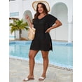thumbnail image 6 of Drvitor Plus Size Swimsuit Cover Up for Women V-Neck Short Sleeve Crochet Tops Casual Loose Beach Swim Cover Up with Side Split, 6 of 8