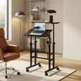 thumbnail image 3 of Yardi Yard Height Adjustable Mobile Standing Desk with Rolling Wheels for Office and Home-Black, Office Furniture, Laptop Stand for Home and Office, 3 of 8