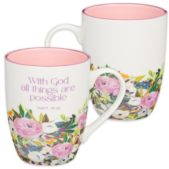 Christian Art Gifts Ceramic Coffee and Tea Mug for Women: With God All Things Are Possible - Matthew 19:26 Inspirational, (Hardcover)