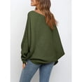 thumbnail image 4 of Suéter Holgado de Cuello Redondo y Larga con Mangas Abullonadas y Mangas Murciélago para Mujer Verde L, 4 of 6